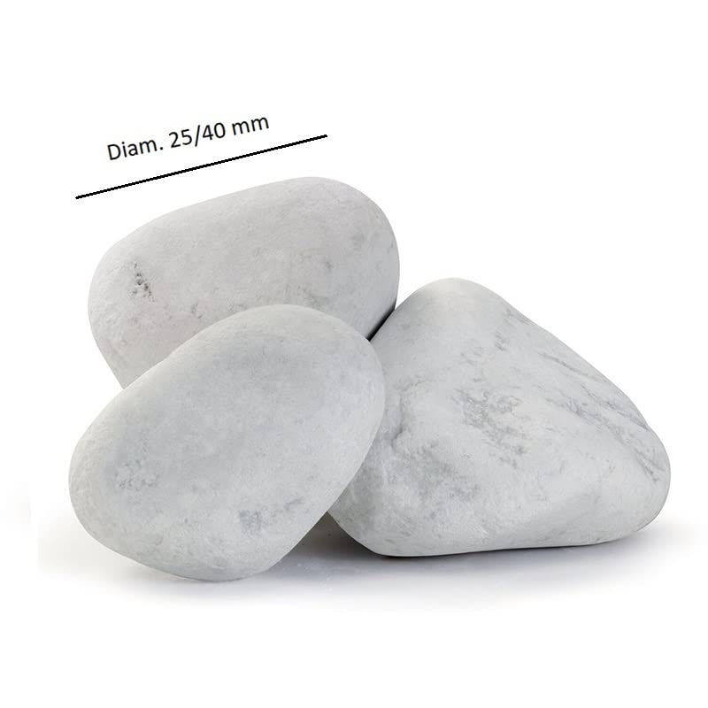 Galets Blancs Marbre Carrare 25-40mm - Pierres Décoratives Jardin 1kg Made In Italy